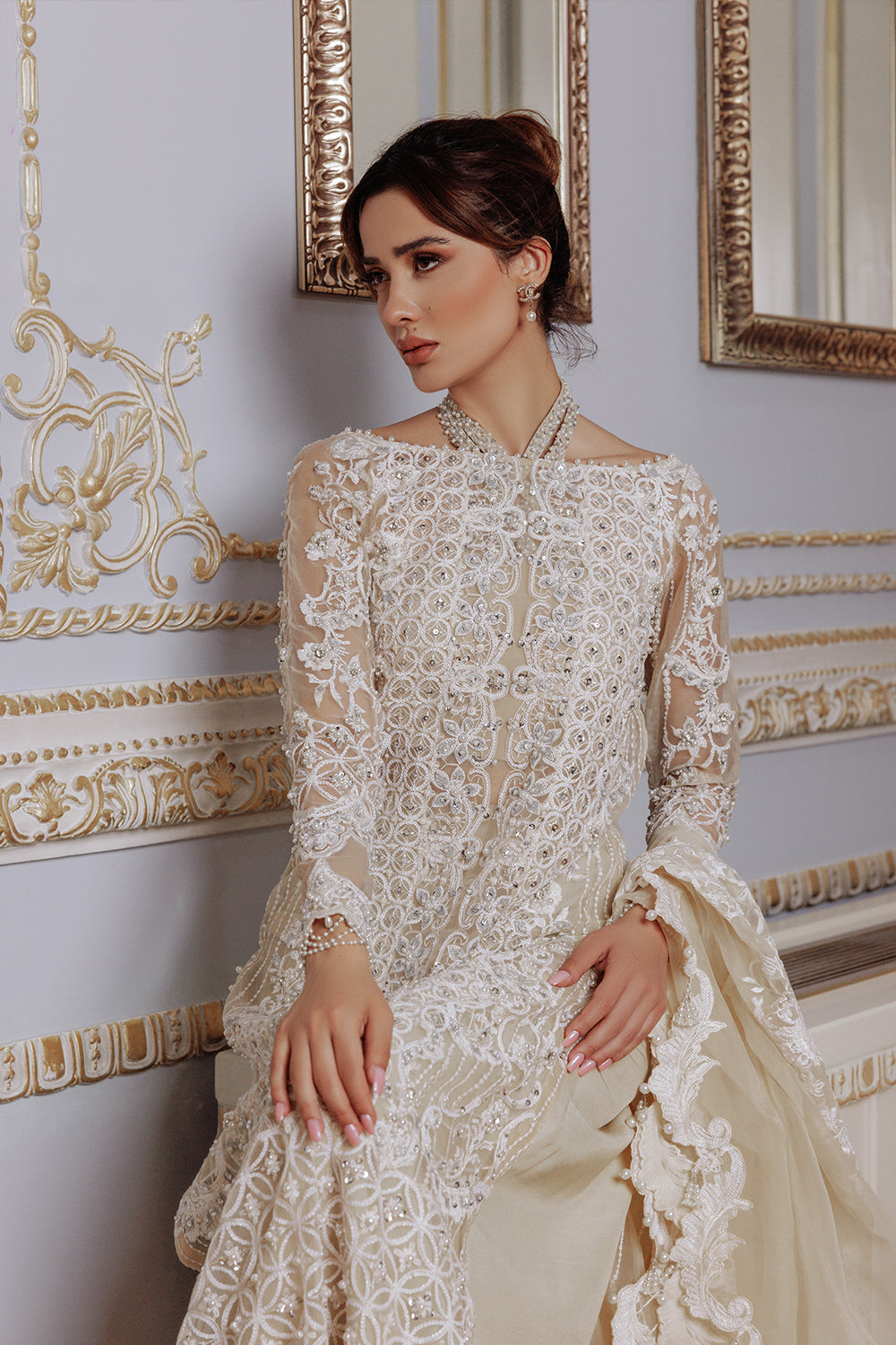 Lumiere By Saira Rizwan Embroidered Organza 3Pc Suit SR-04 - House Of Hania