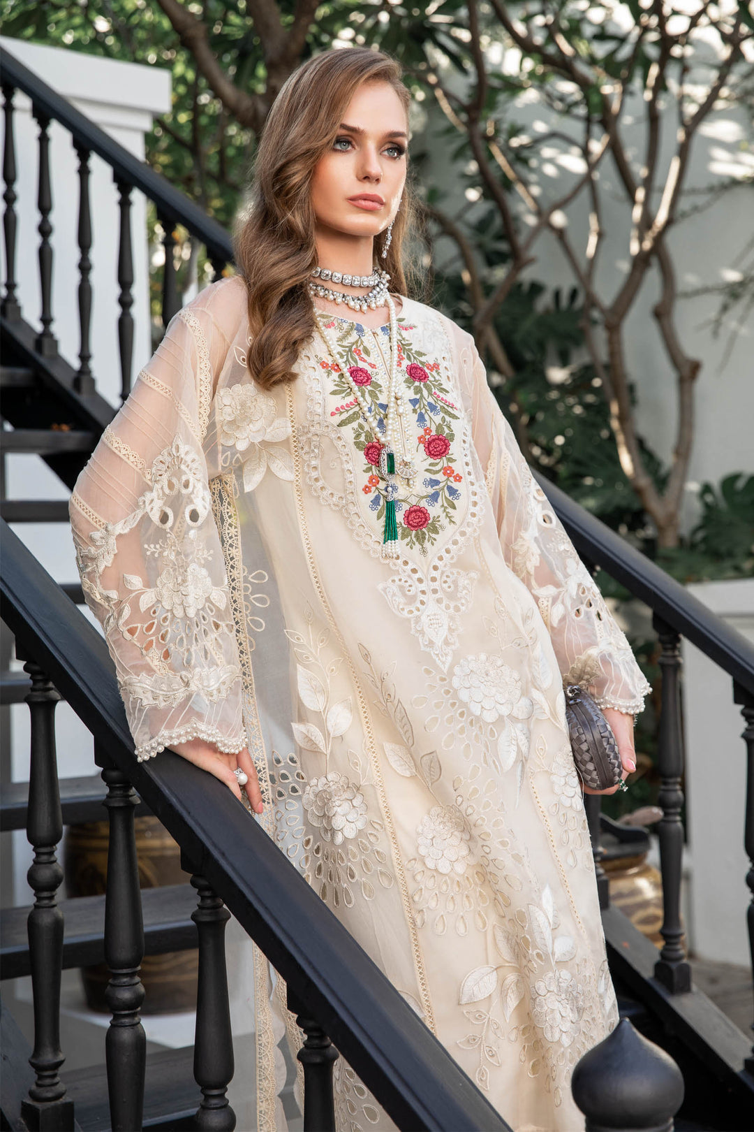 MARIA B EID COLLECTION EL-23-01-Cream - House Of Hania