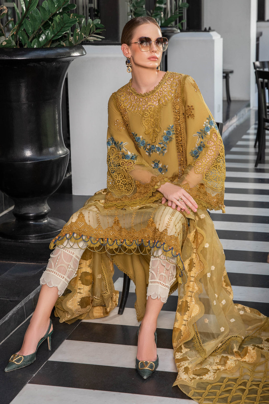 MARIA B EID COLLECTION EL-23-06-Mustard - House Of Hania