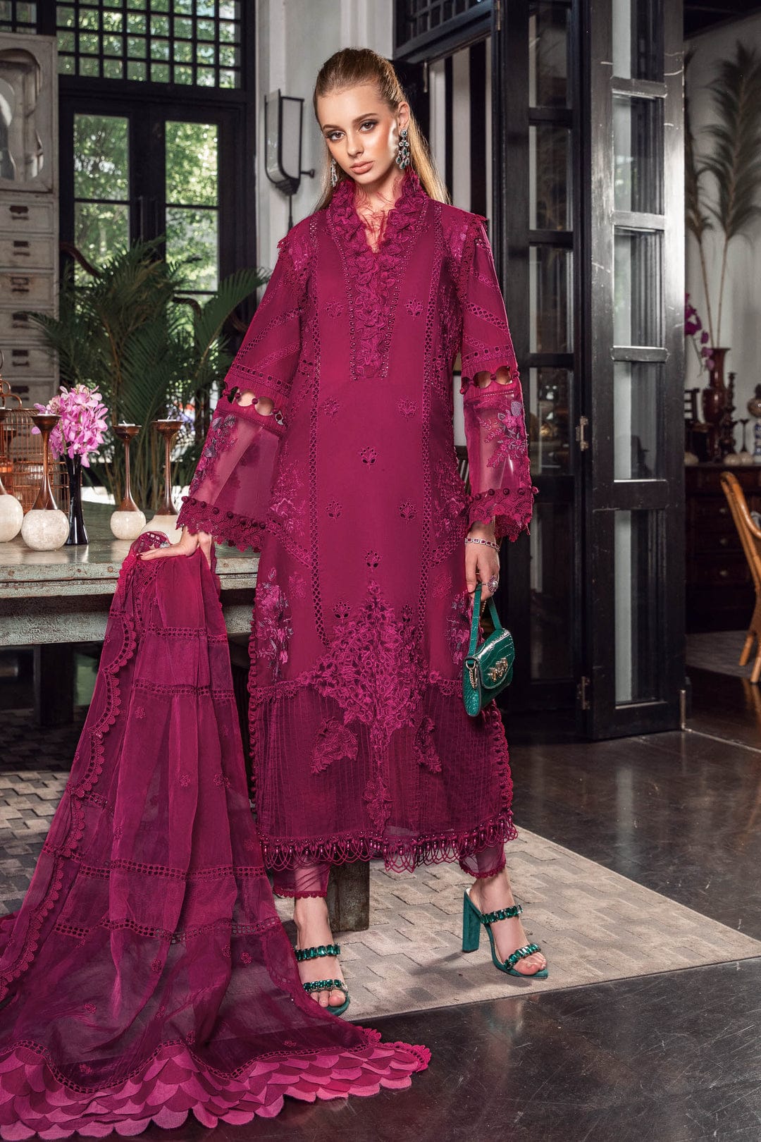 MARIA B EID COLLECTION EL-23-09-Magenta - House Of Hania