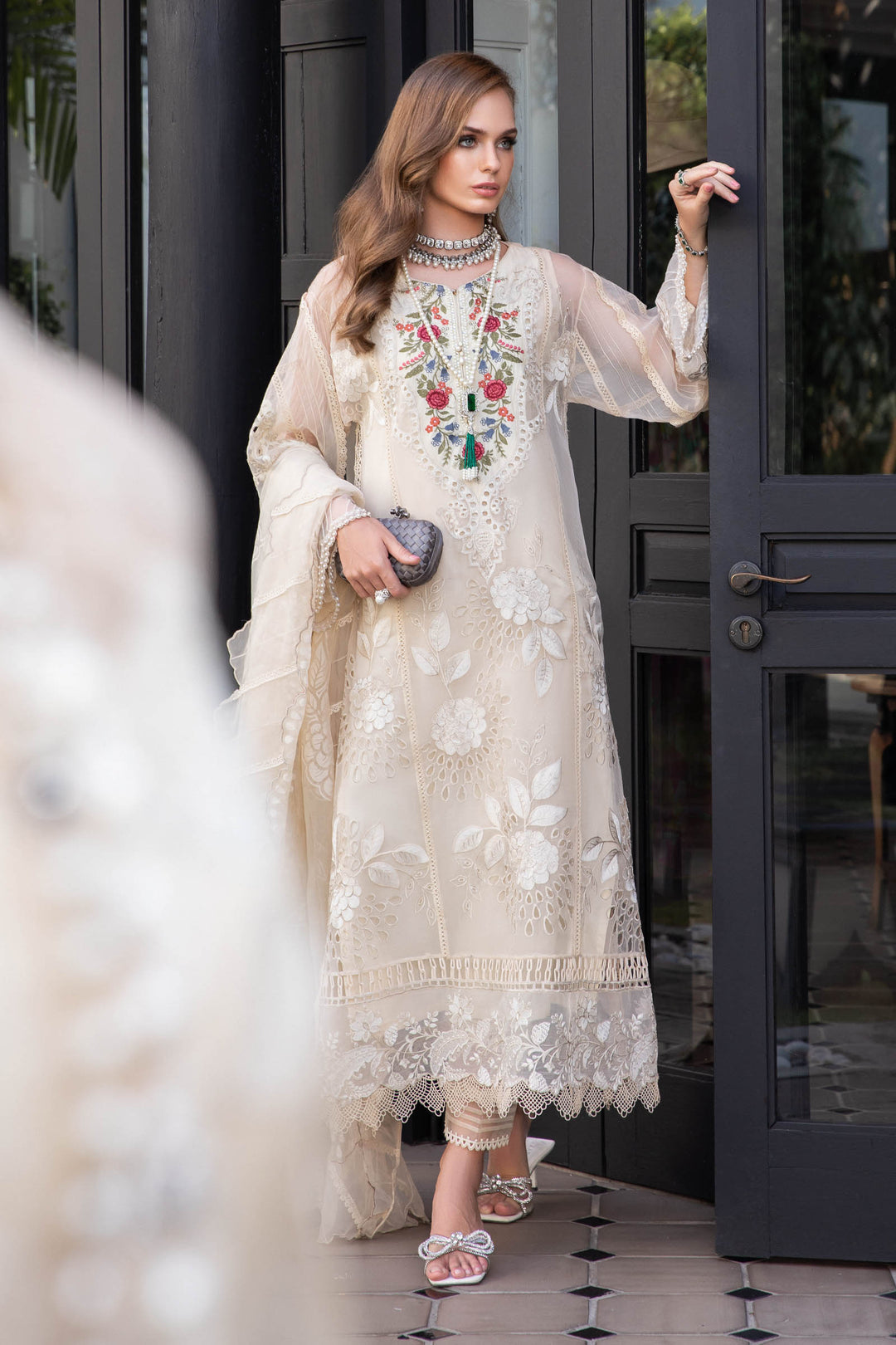 MARIA B EID COLLECTION UNSTITCHED EL-23-01-Cream - House Of Hania