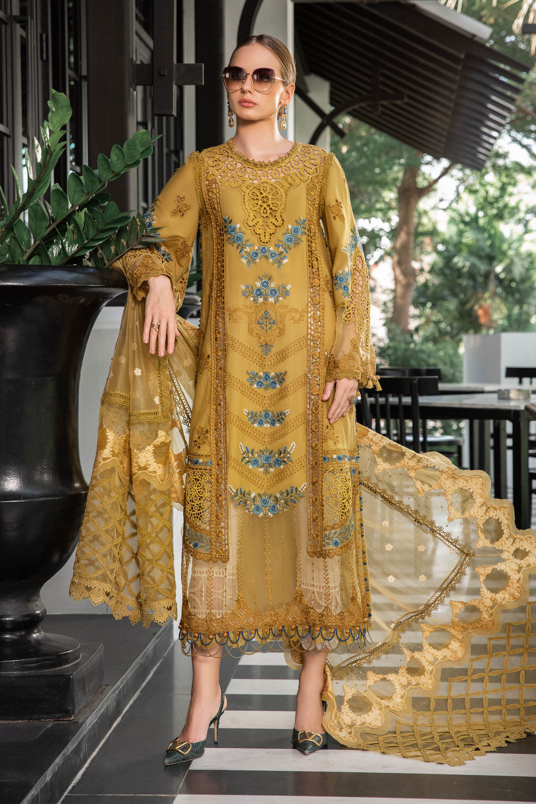 MARIA B EID COLLECTION UNSTITCHED EL-23-06-Mustard - House Of Hania