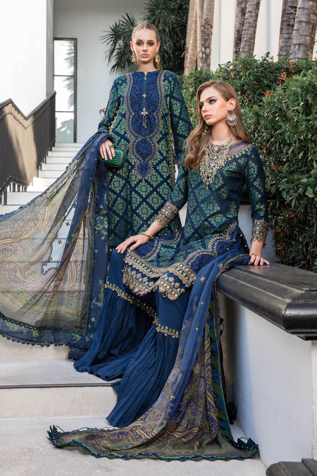 MARIA B EID COLLECTION UNSTITCHED EL-23-08-Blue - House Of Hania