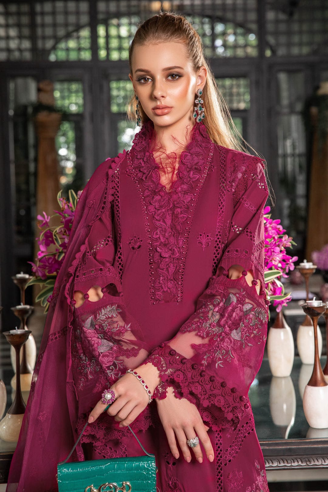 MARIA B EID COLLECTION UNSTITCHED EL-23-09-Magenta - House Of Hania