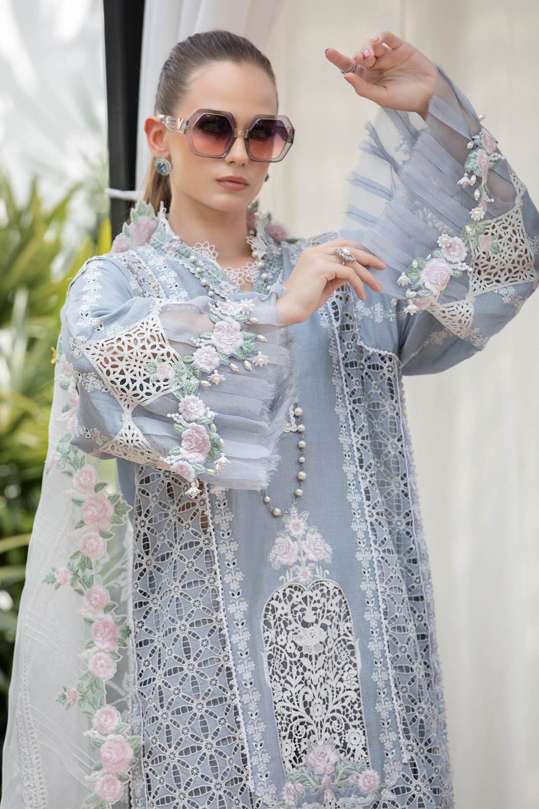 MARIA B EID LAWN COLLECTION EL-23-10-Ice Blue - House Of Hania