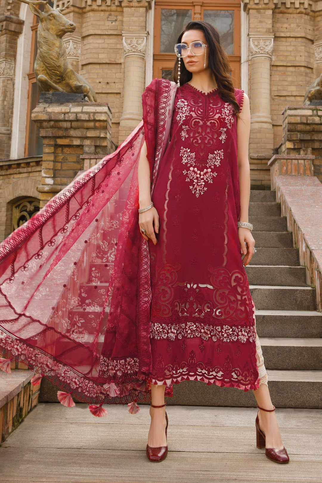 MARIA B EMBROIDED UNSTITCHED LAWN  D-2315-B - House Of Hania