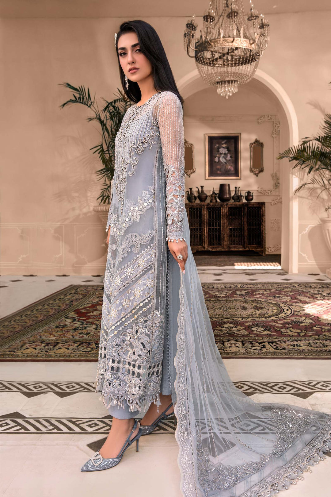 MARIA B Ice Blue BD-2603C MBROIDERED - House Of Hania