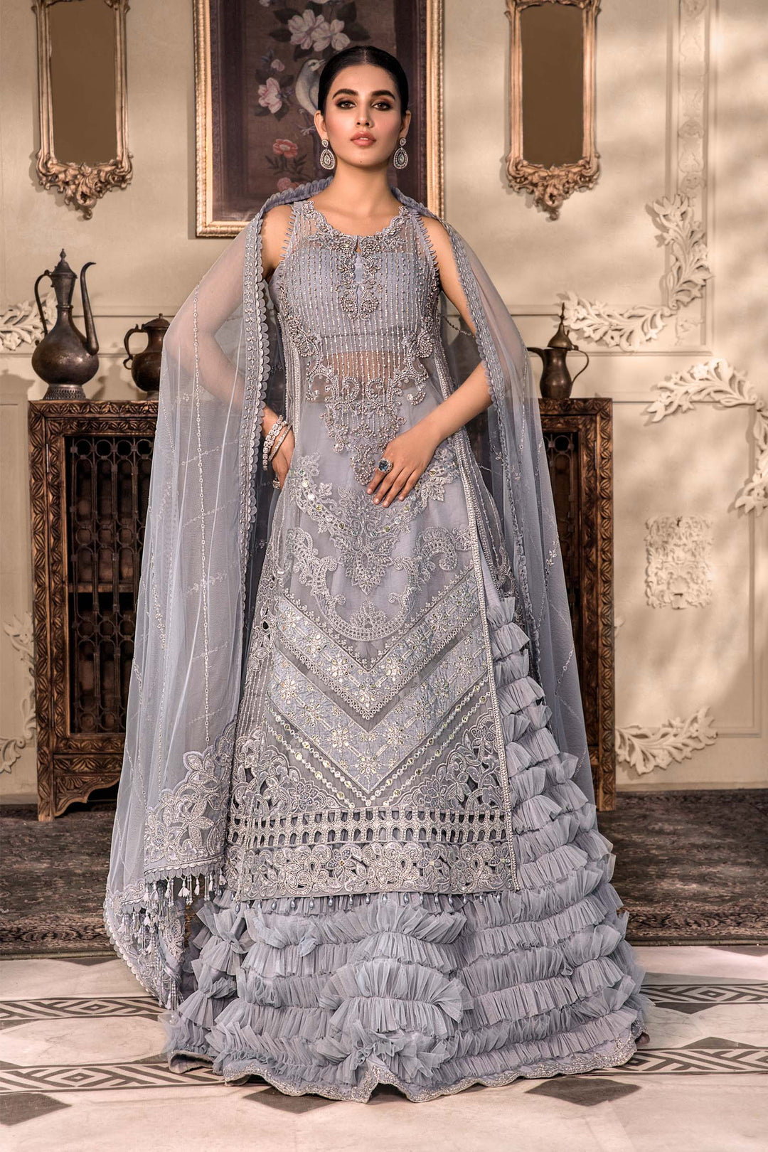 MARIA B Ice Blue BD-2603C MBROIDERED - House Of Hania