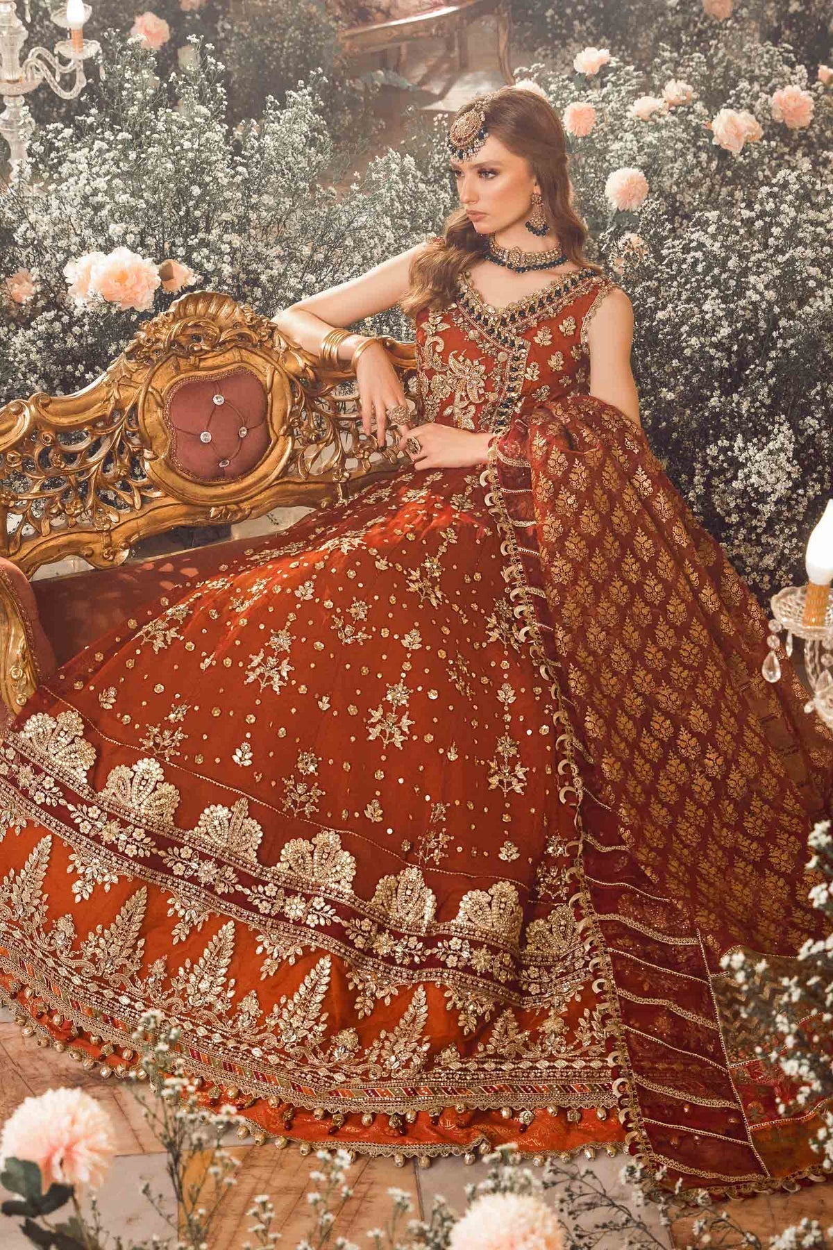 MARIA B-MBROIDERED | Maroon BD-2705 - House Of Hania