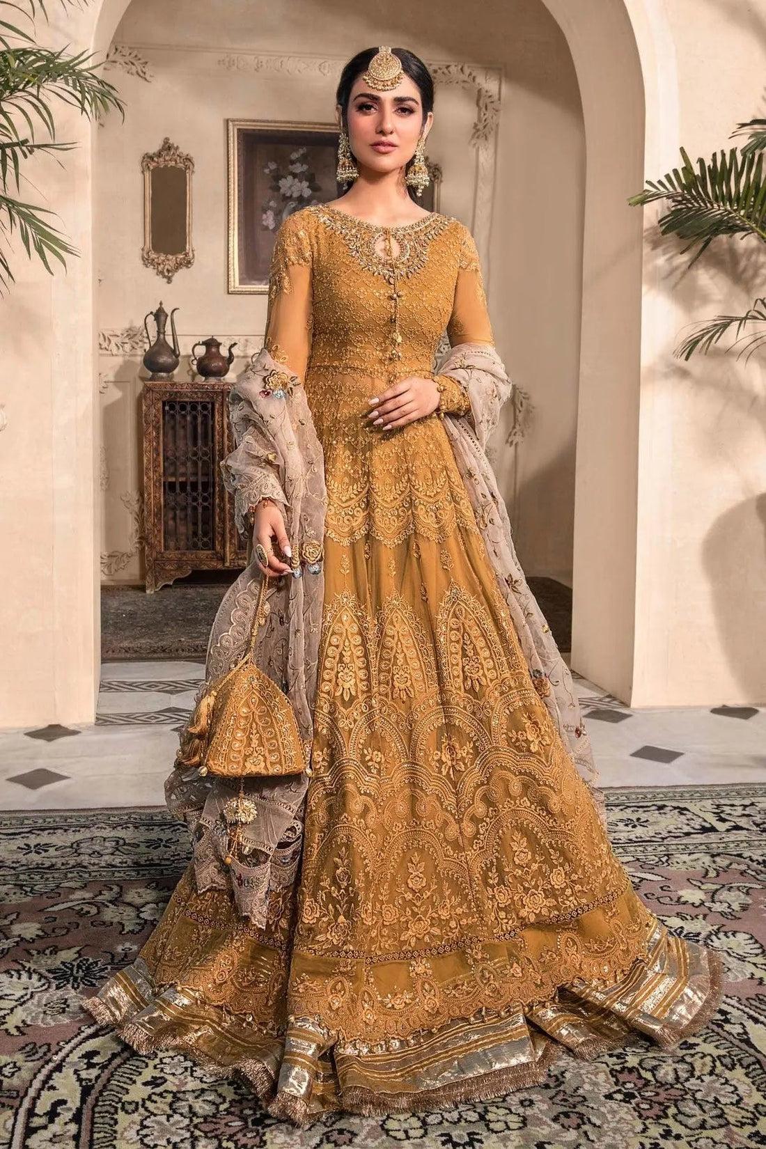 MARIA.B-MBROIDERED - Mustard BD-2606 - House Of Hania