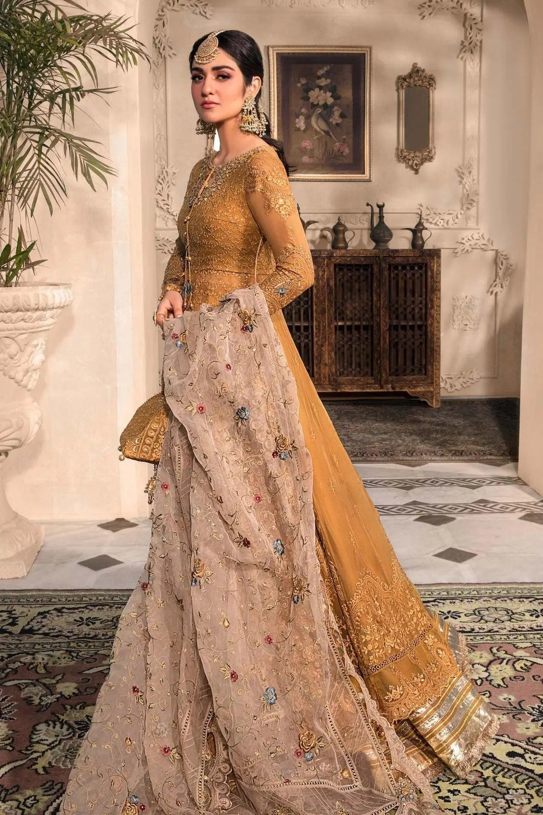 MARIA.B-MBROIDERED - Mustard BD-2606 - House Of Hania