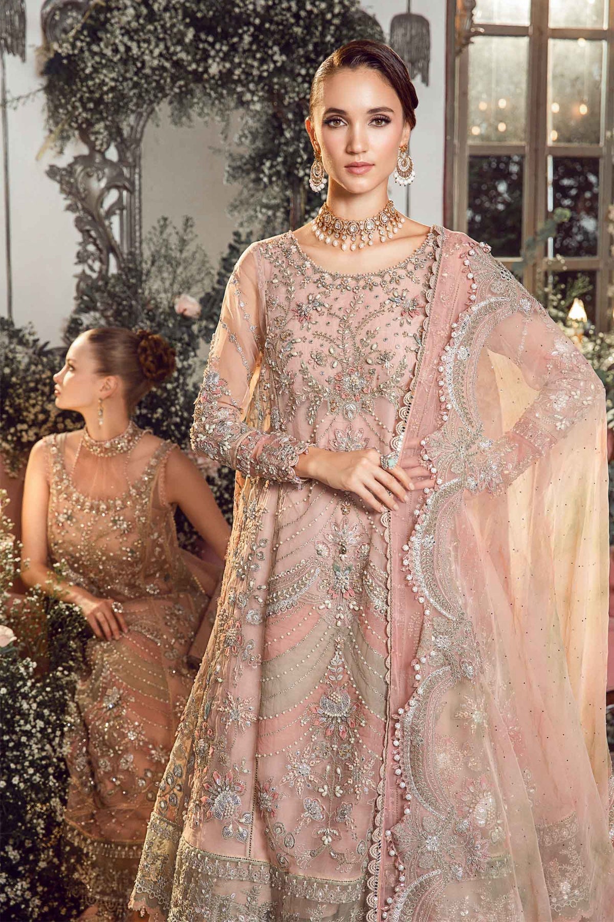 MARIA B-MBROIDERED | Pastel Pink BD-2706 - House Of Hania