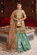 MARIA.B-MBROIDERED - Salmon and Leaf Green (BD-2503) - House Of Hania