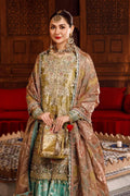 MARIA.B-MBROIDERED - Salmon and Leaf Green (BD-2503) - House Of Hania
