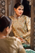 MARIA.B-MBROIDERED - Salmon and Leaf Green (BD-2503) - House Of Hania