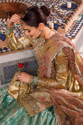 MARIA.B-MBROIDERED - Salmon and Leaf Green (BD-2503) - House Of Hania
