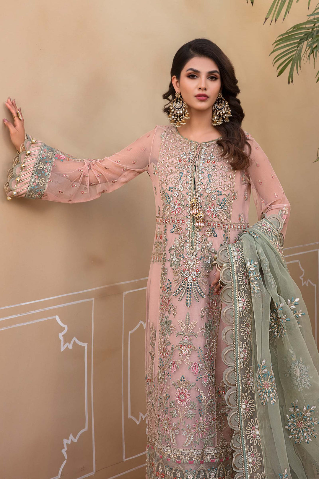 MARIA B Sea Green BD-2607 MBROIDERED - House Of Hania