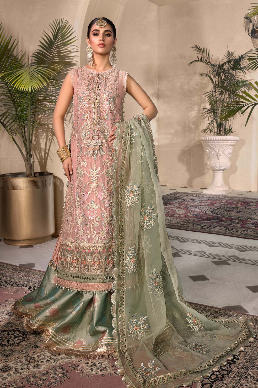 MARIA B Sea Green BD-2607 MBROIDERED - House Of Hania