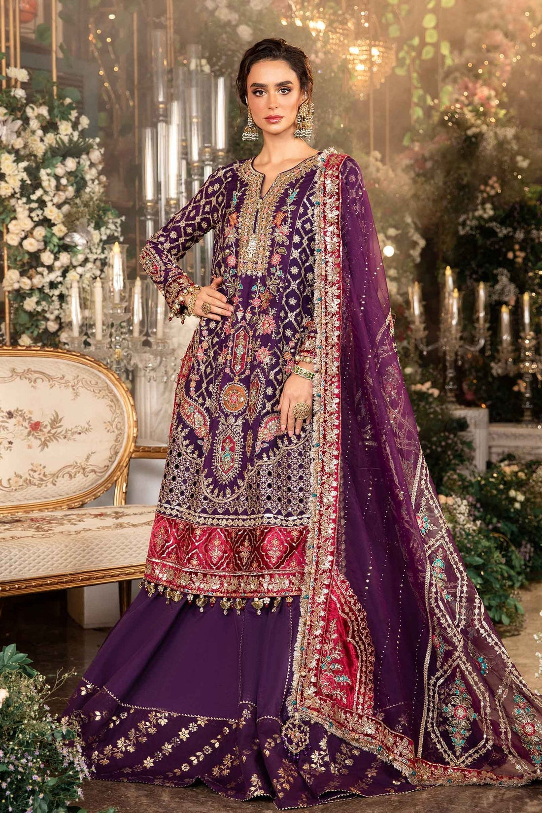 MARIA B__3 Piece Embroidered Raw Silk Suit | BD-2903 - House Of Hania