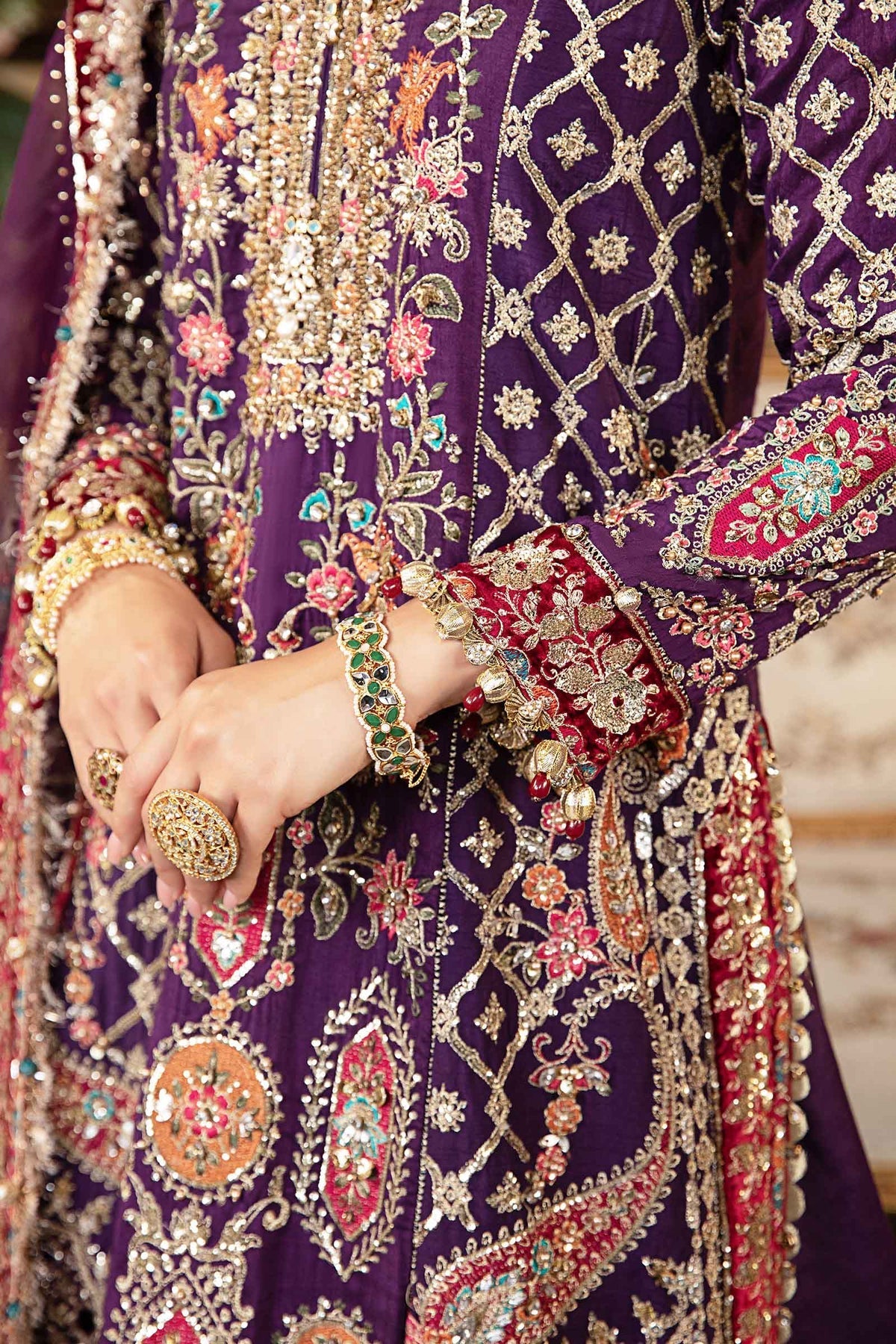 MARIA B__3 Piece Embroidered Raw Silk Suit | BD-2903 - House Of Hania