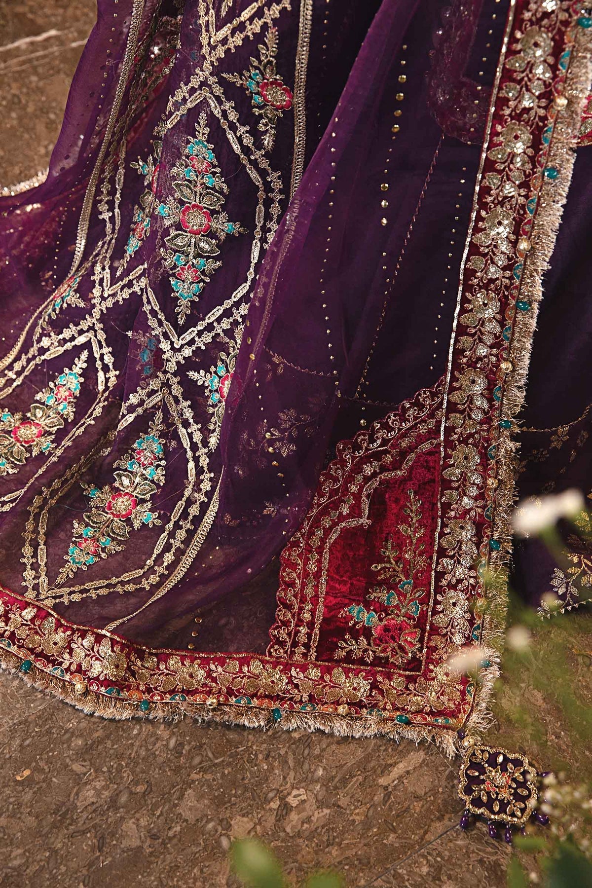 MARIA B__3 Piece Embroidered Raw Silk Suit | BD-2903 - House Of Hania