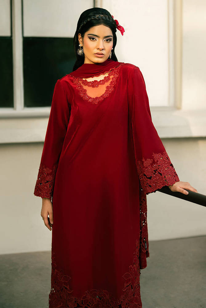 MNR | Chai Coffee Vol 5 - Eid Edit'26 | CHERRY RED WITH DUPATTA - House Of Hania
