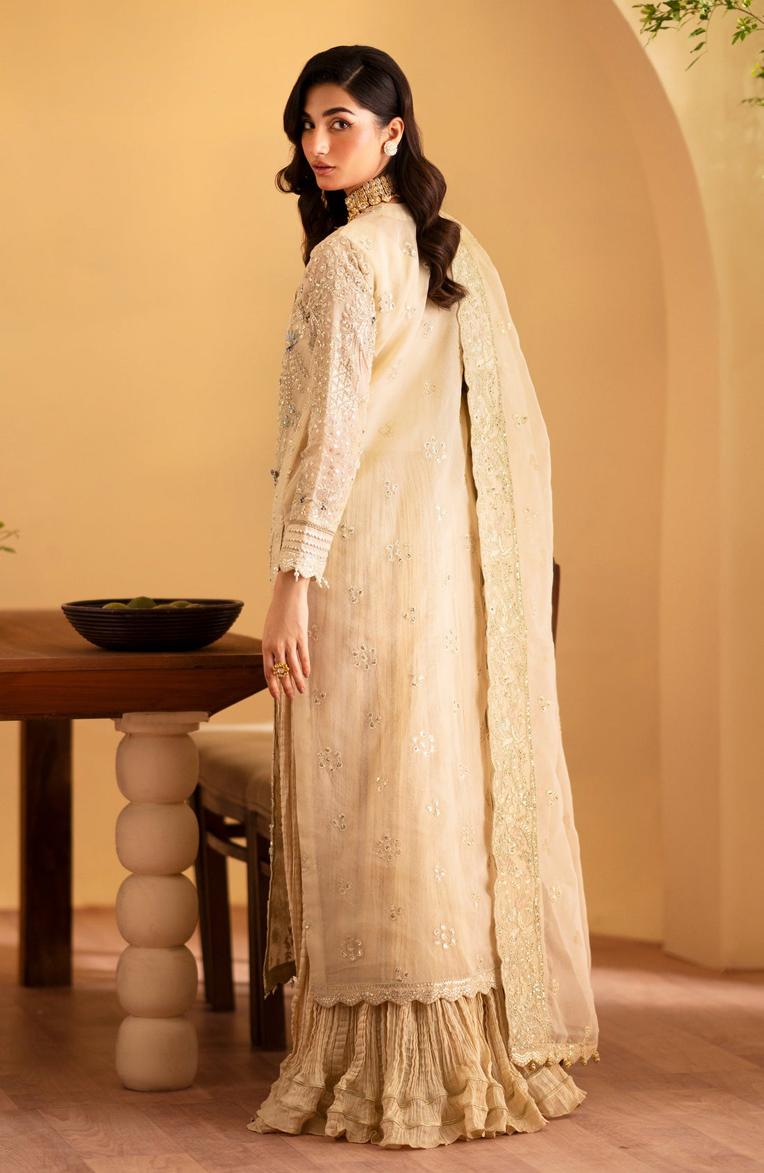 Emaan Adeel Zafia embroidered organza outfit — front view