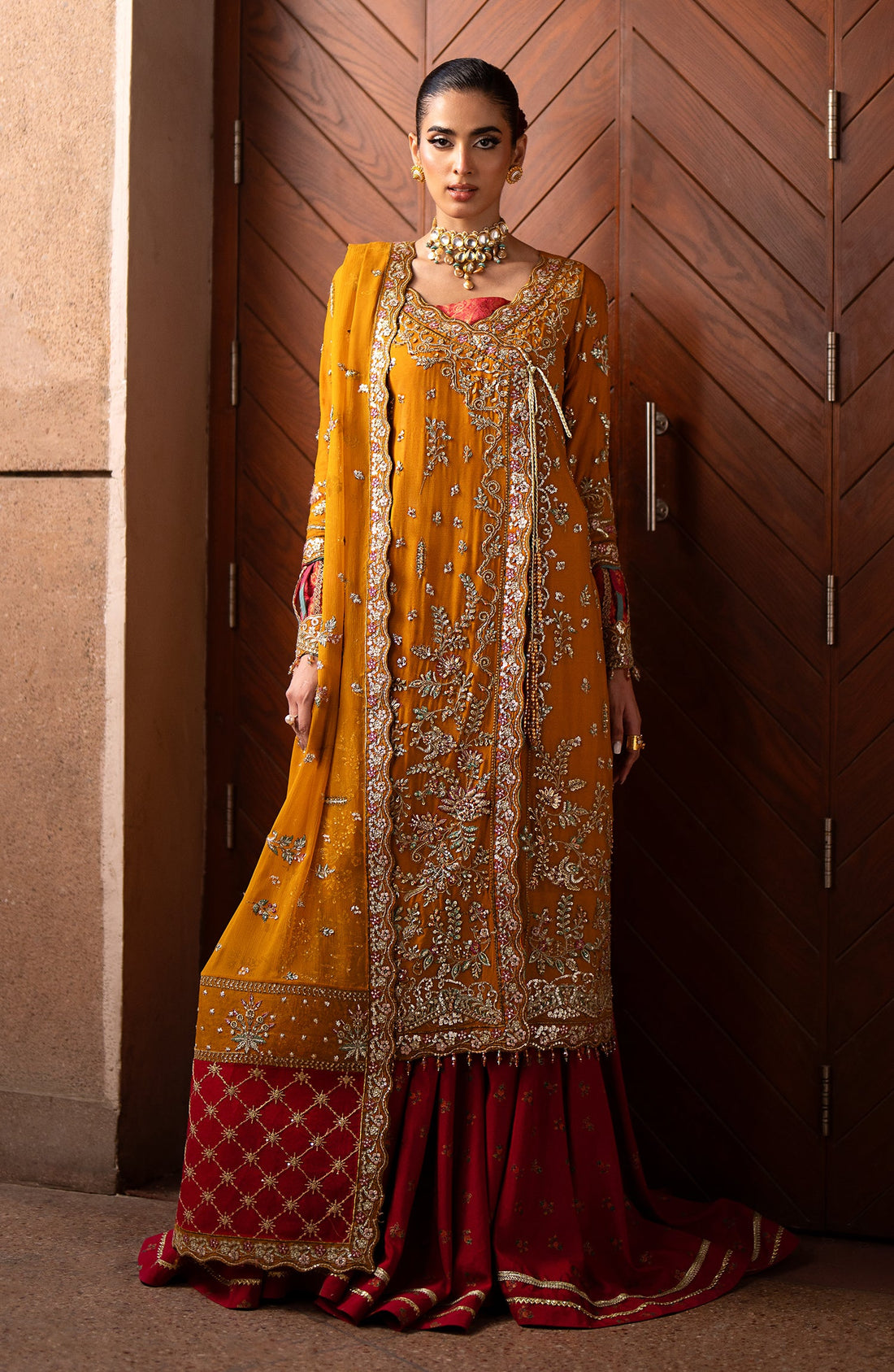 Emaan Adeel Solene embroidered chiffon outfit — front view