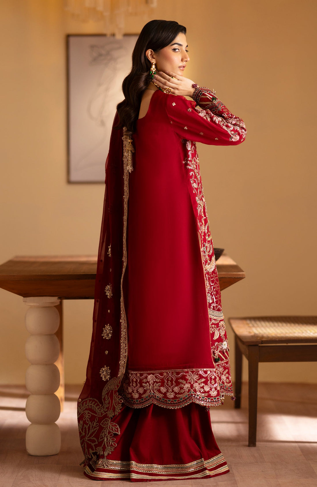 Emaan Adeel Nashwa embroidered chiffon outfit — front view