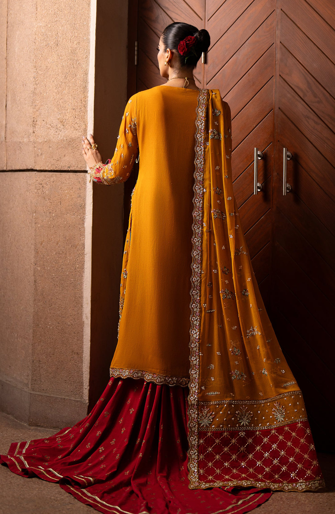Emaan Adeel Solene embroidered chiffon outfit — front view