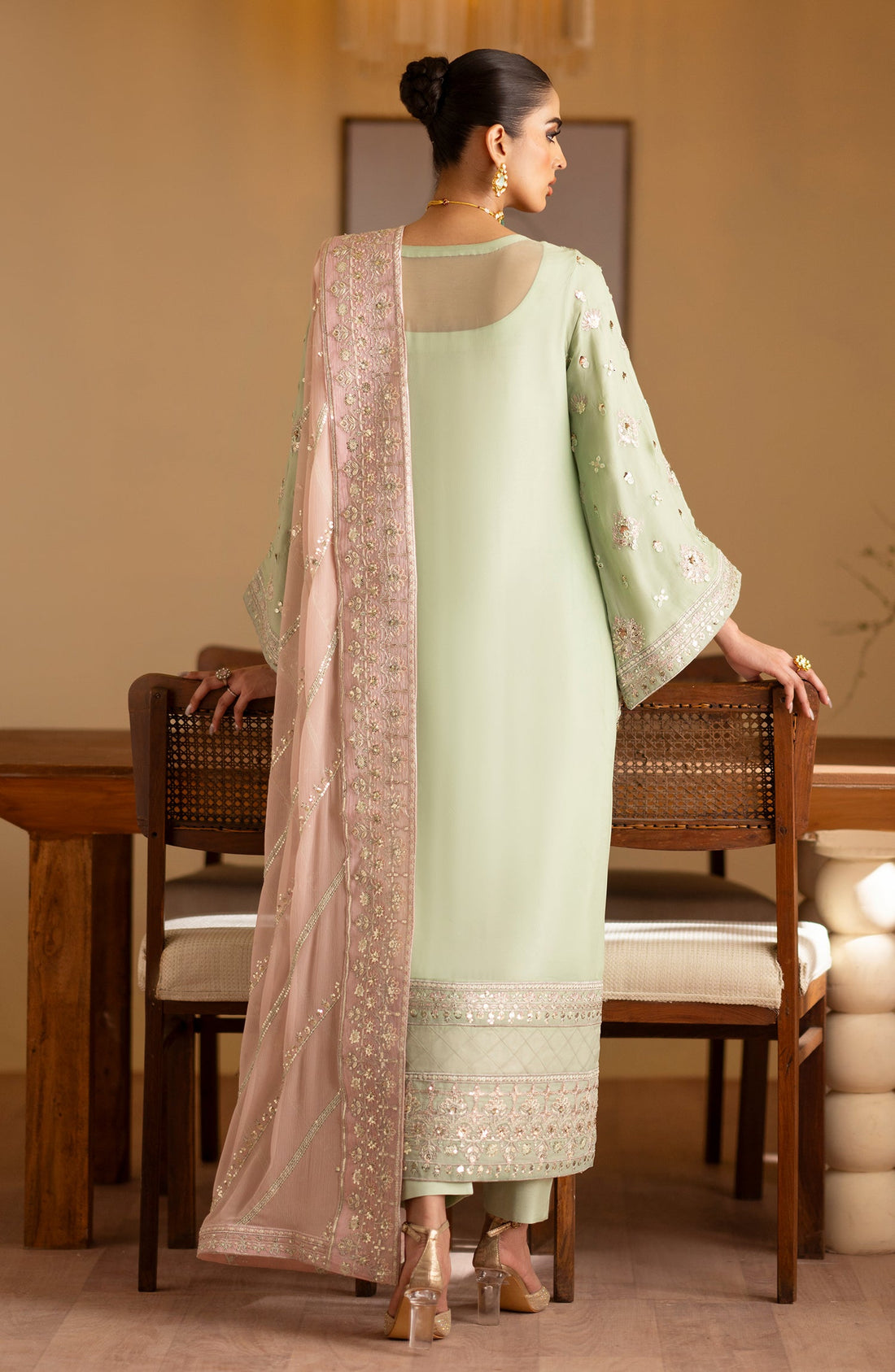 Emaan Adeel Najmeh embroidered outfit — front view