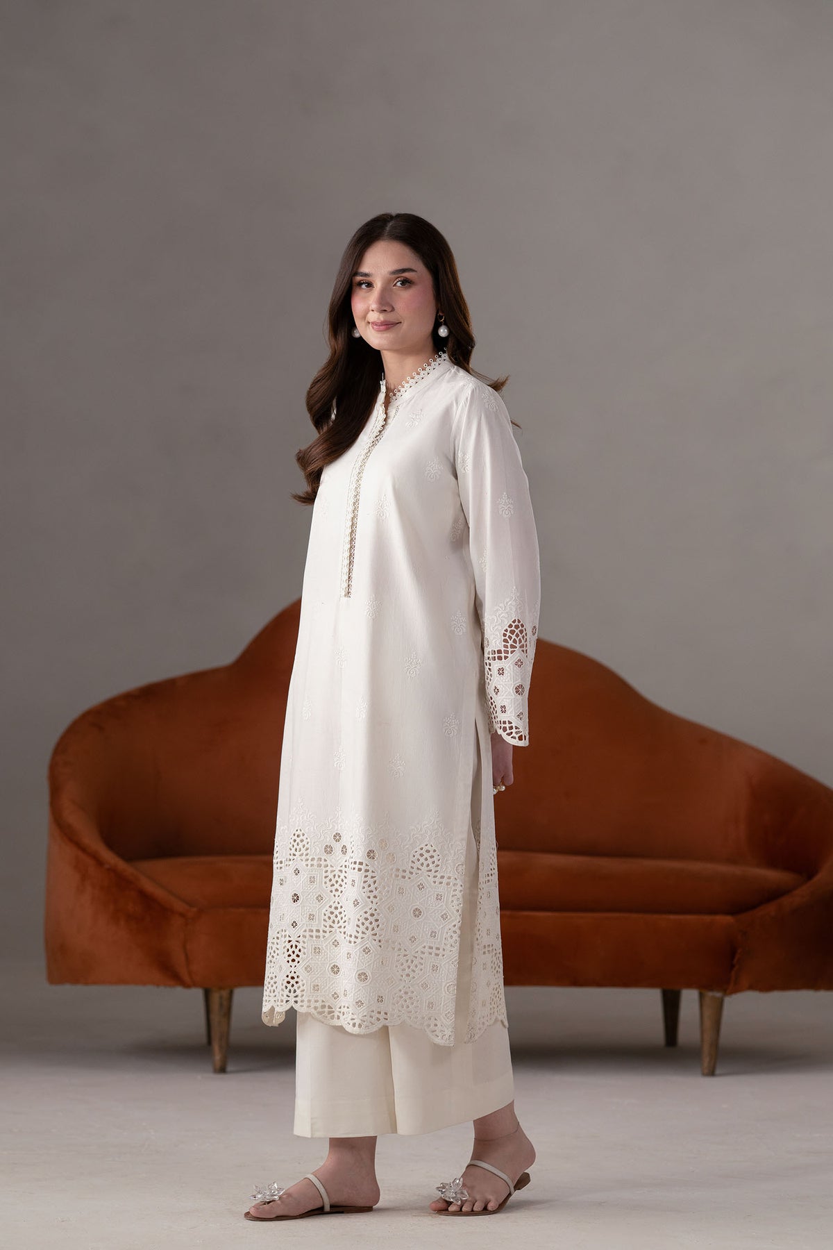 Akbar Aslam | Pret Lawn | Ecru