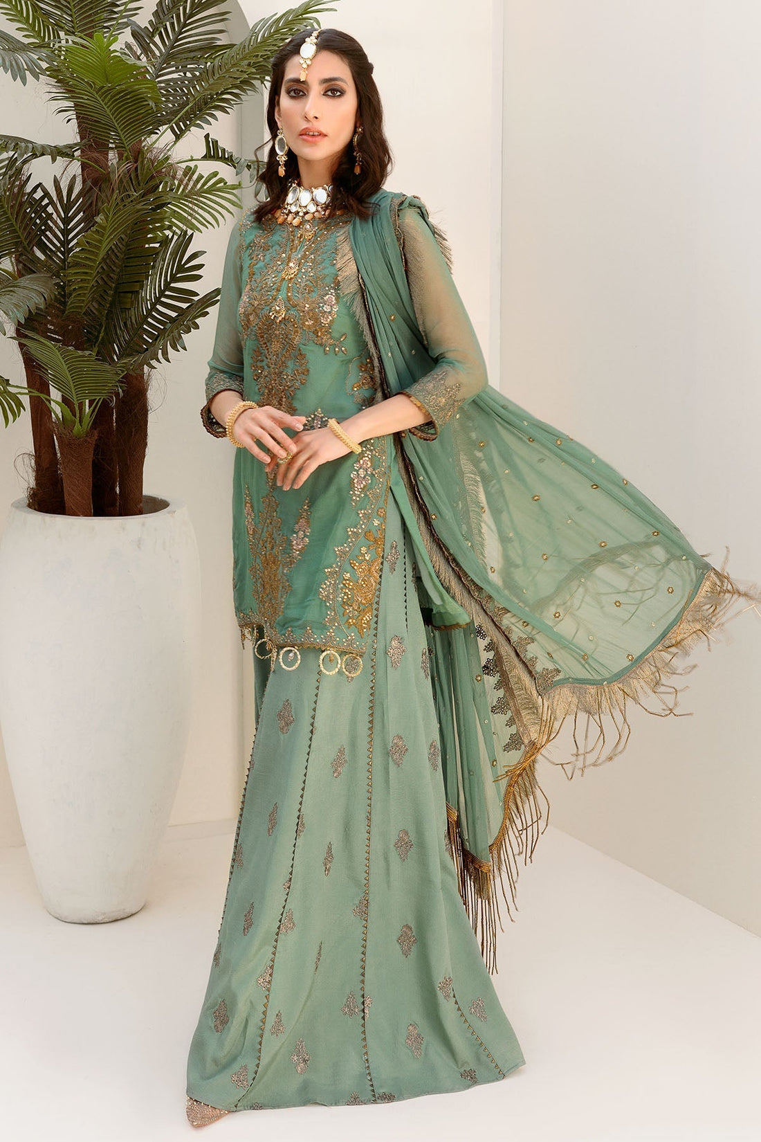 Motifz | Luxury Formals |3188-MINT-HINT - House Of Hania