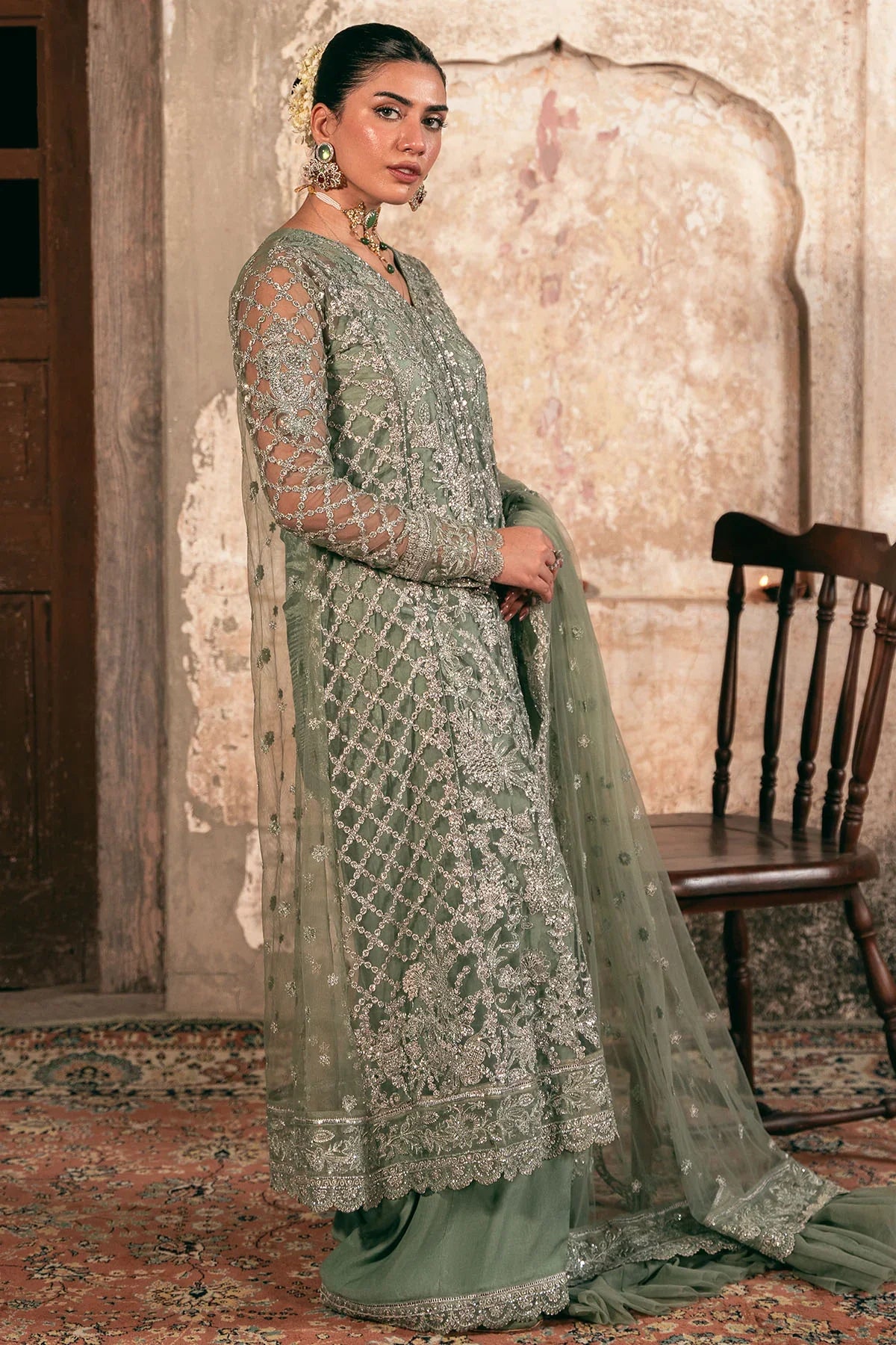 Motifz | EMBROIDERED SILK NET | 4822-ALAMZAIB