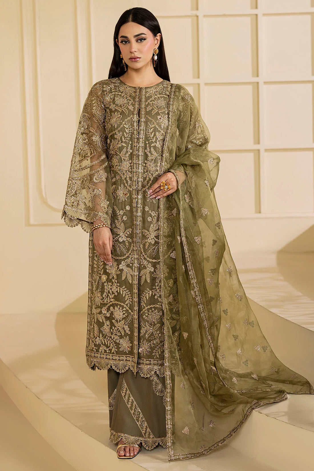 Motifz | EMBROIDERED ORGANZA | 5137-GREEN