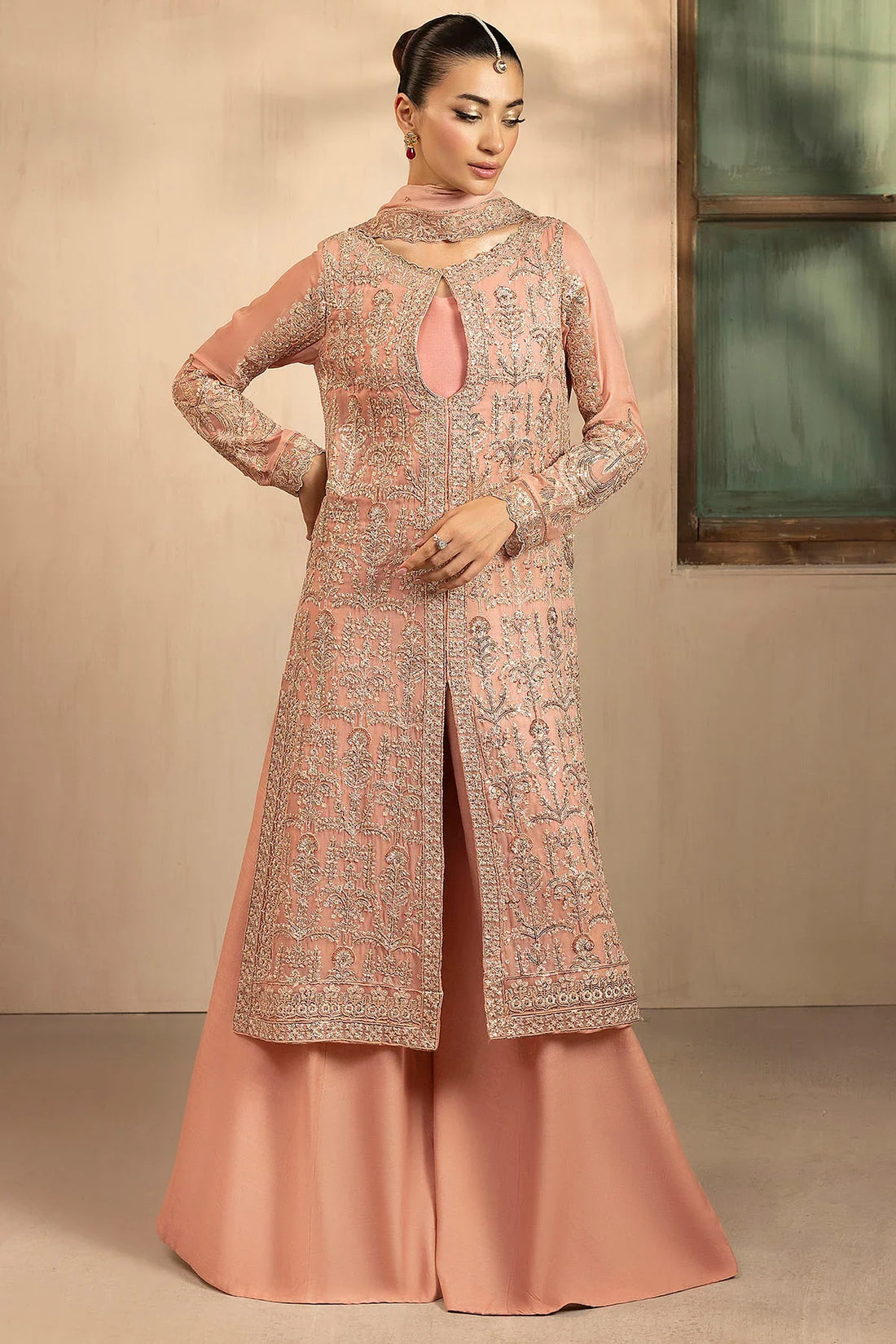 Motifz | EMBROIDERED CRINKLE CHIFFON | 5576-PEARL