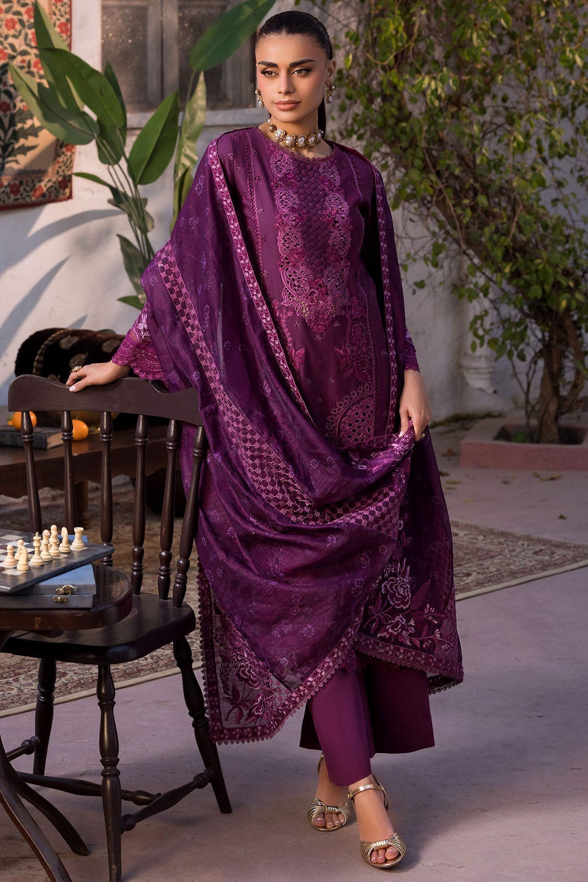 Motifz | Premium Lawn 26 | 5931-CRIMSON - House Of Hania