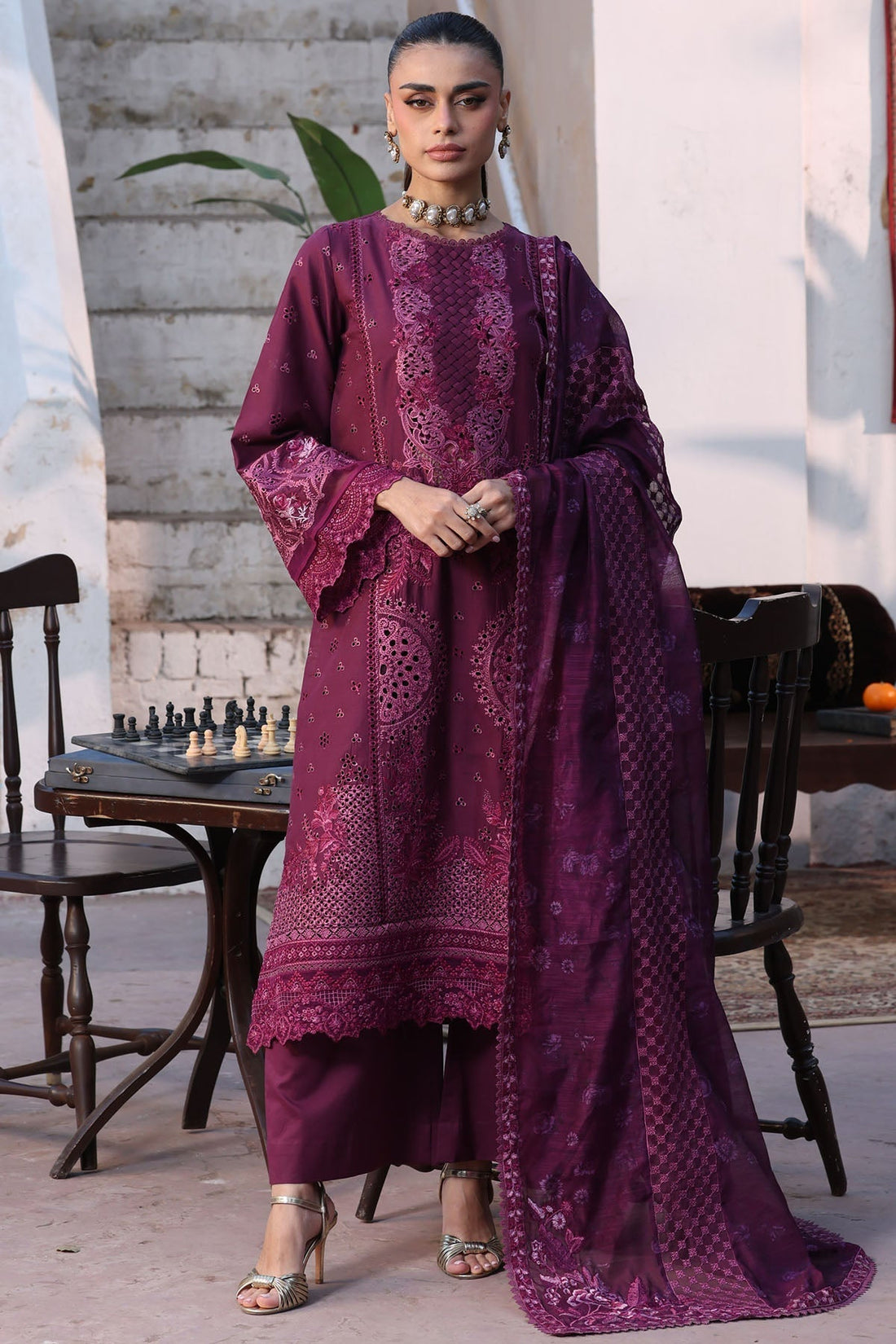 Motifz | Premium Lawn 26 | 5931-CRIMSON - House Of Hania