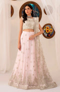 Maheer by Zarif Sequins Embroidered Net 3Pc Suit ZMU-01 PEARL - House Of Hania