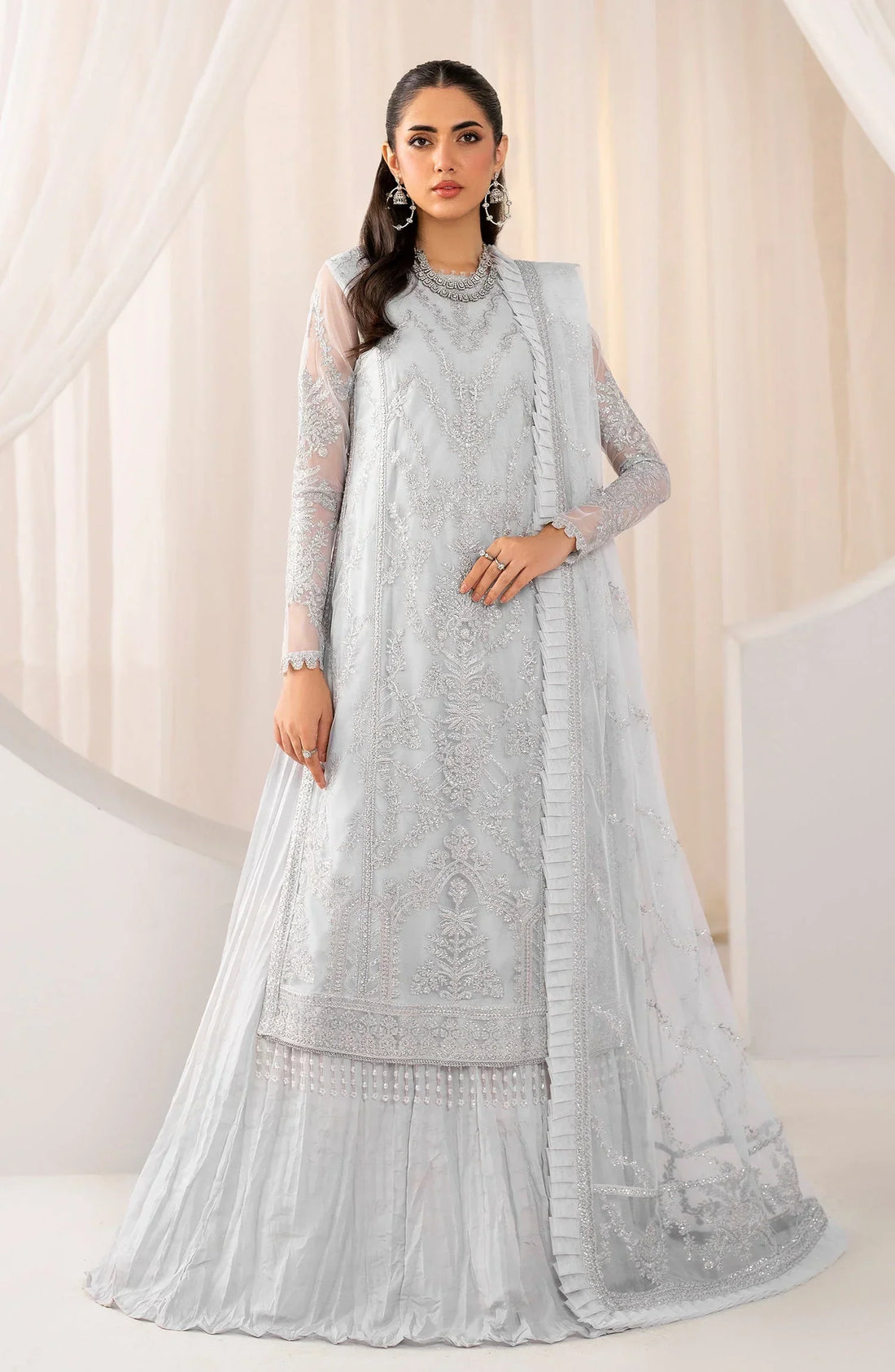 Maheer by Zarif Sequins Embroidered Net 3Pc Suit ZMU-03 DARIA - House Of Hania
