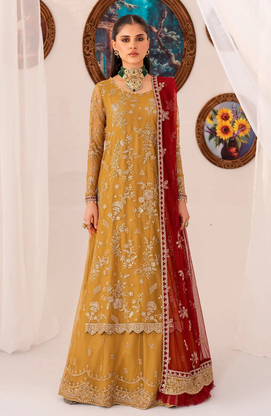 Maheer by Zarif Sequins Embroidered Net 3Pc Suit ZMU-04 MAHROO - House Of Hania