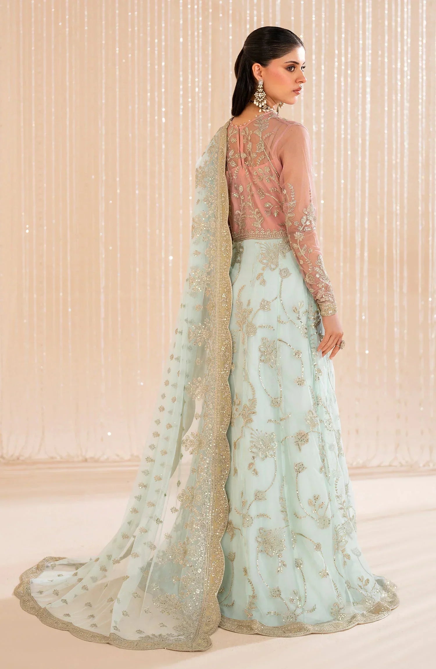 Maheer by Zarif Sequins Embroidered Net 3Pc Suit ZMU-06 ESME - House Of Hania