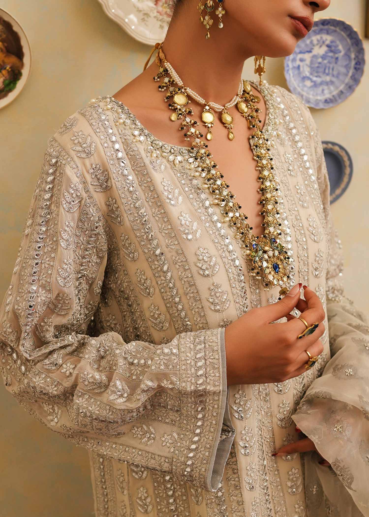 Mahgul | Eid Edit 2024 | Crushed Silver - House Of Hania