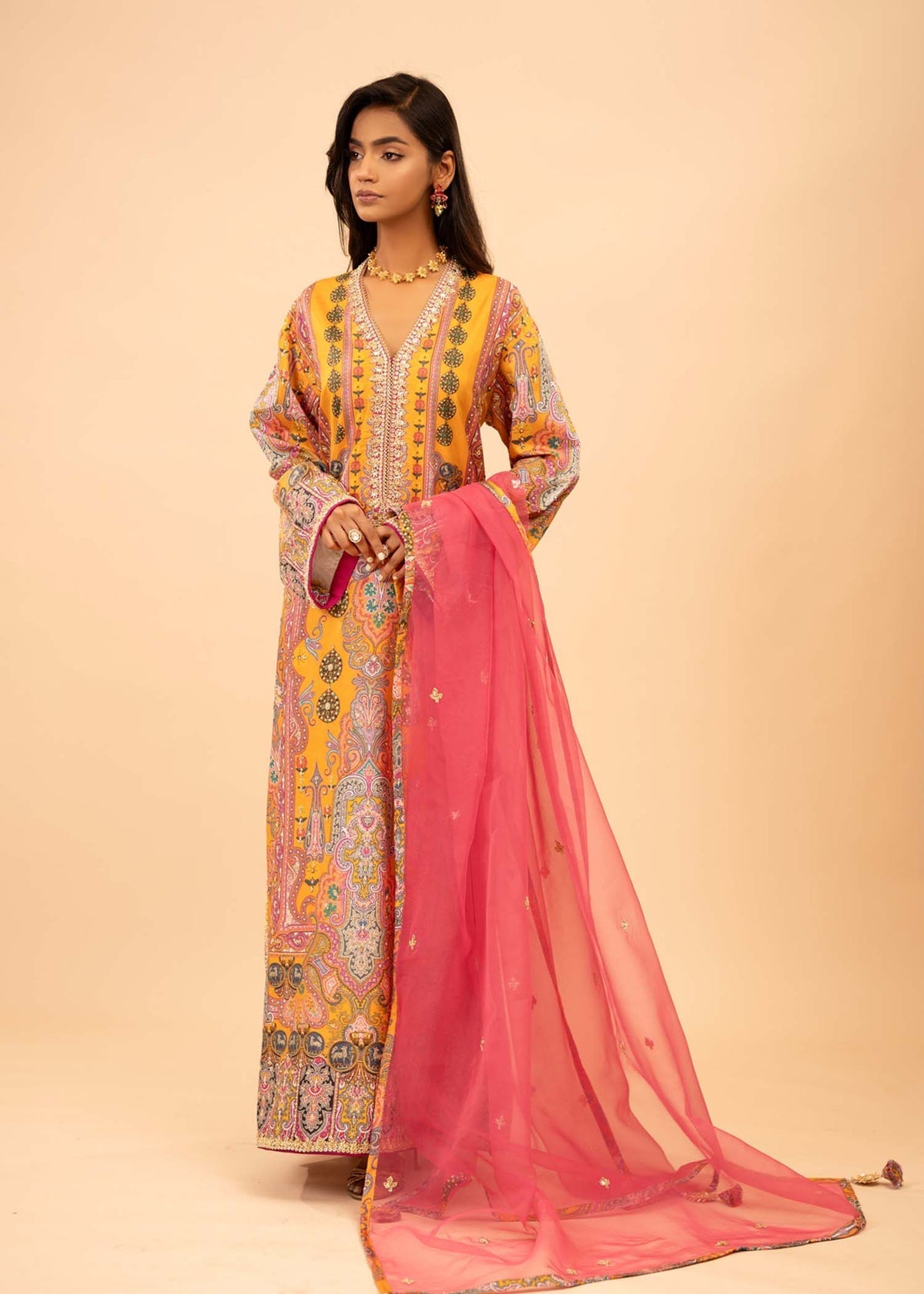 Mahgul | Emerald Hill Formals | Saffron Jewel - House Of Hania