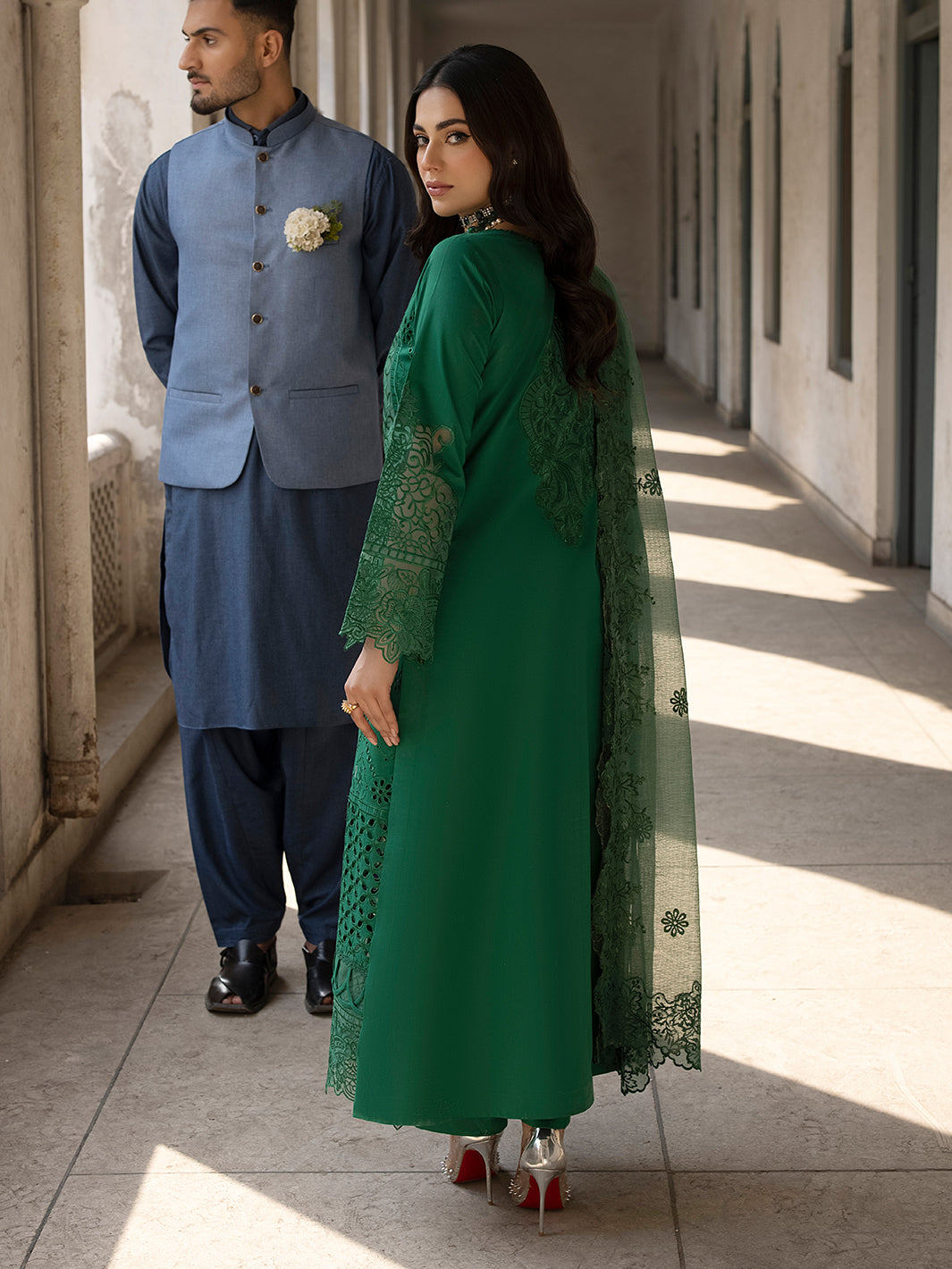 Mahnur | Mahrukh Luxury Lawn 24 | EMERALD - House Of Hania