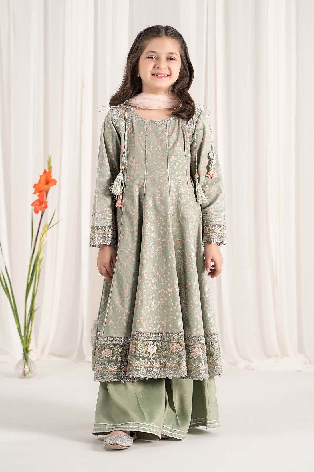 Maria B | 3 Piece Embroidered Cotton Satin Suit | MKS-EF25-08 - House Of Hania