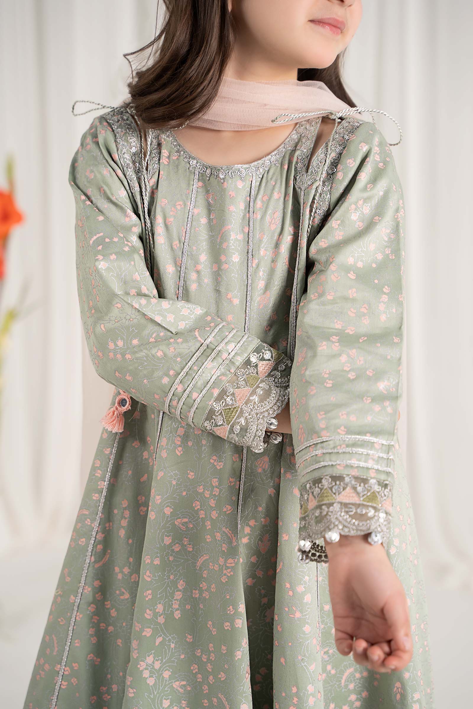 Maria B | 3 Piece Embroidered Cotton Satin Suit | MKS-EF25-08 - House Of Hania