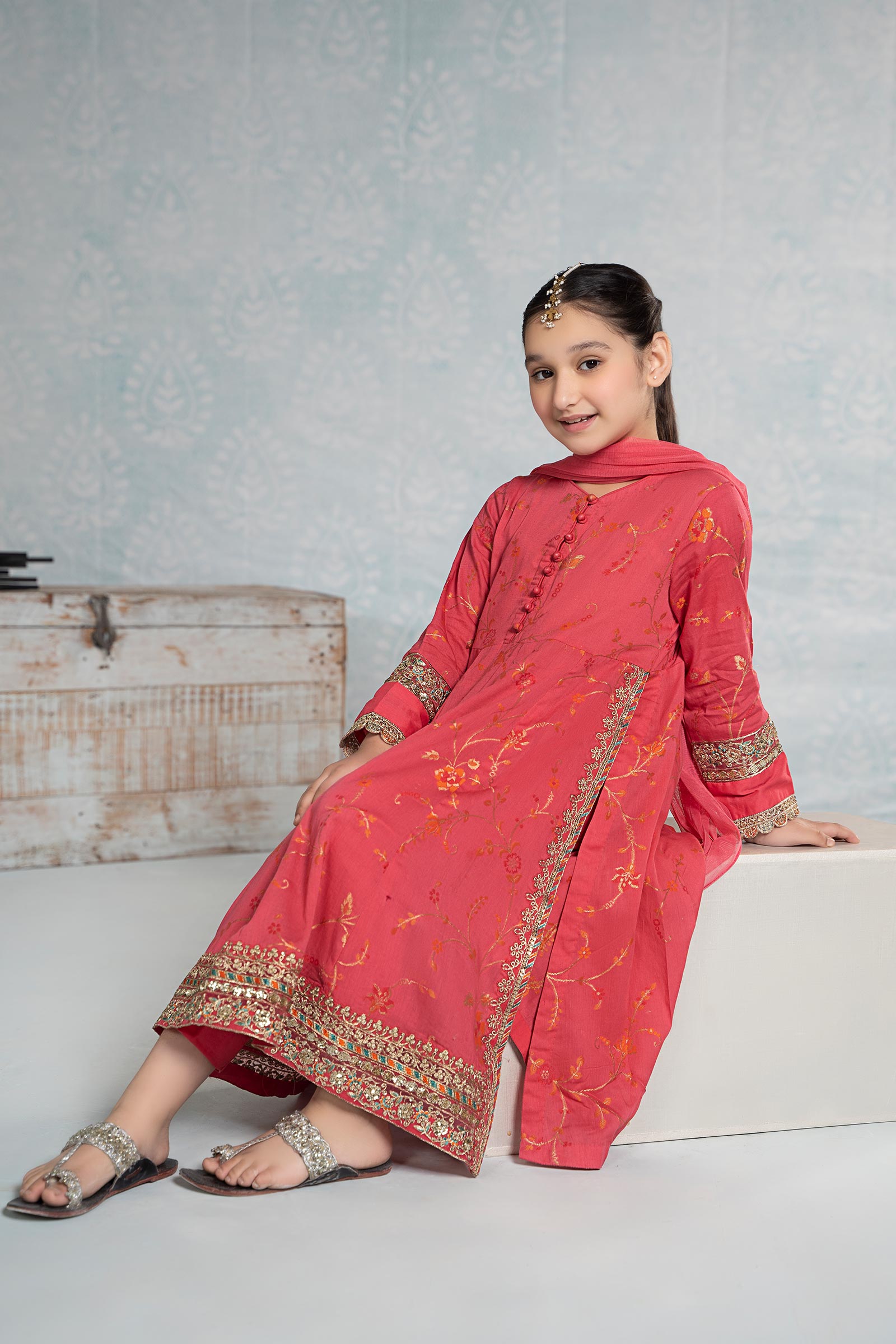 Maria B | 3 Piece Embroidered Jacquard Broshiasuit | MKD-EF24-23 - House Of Hania