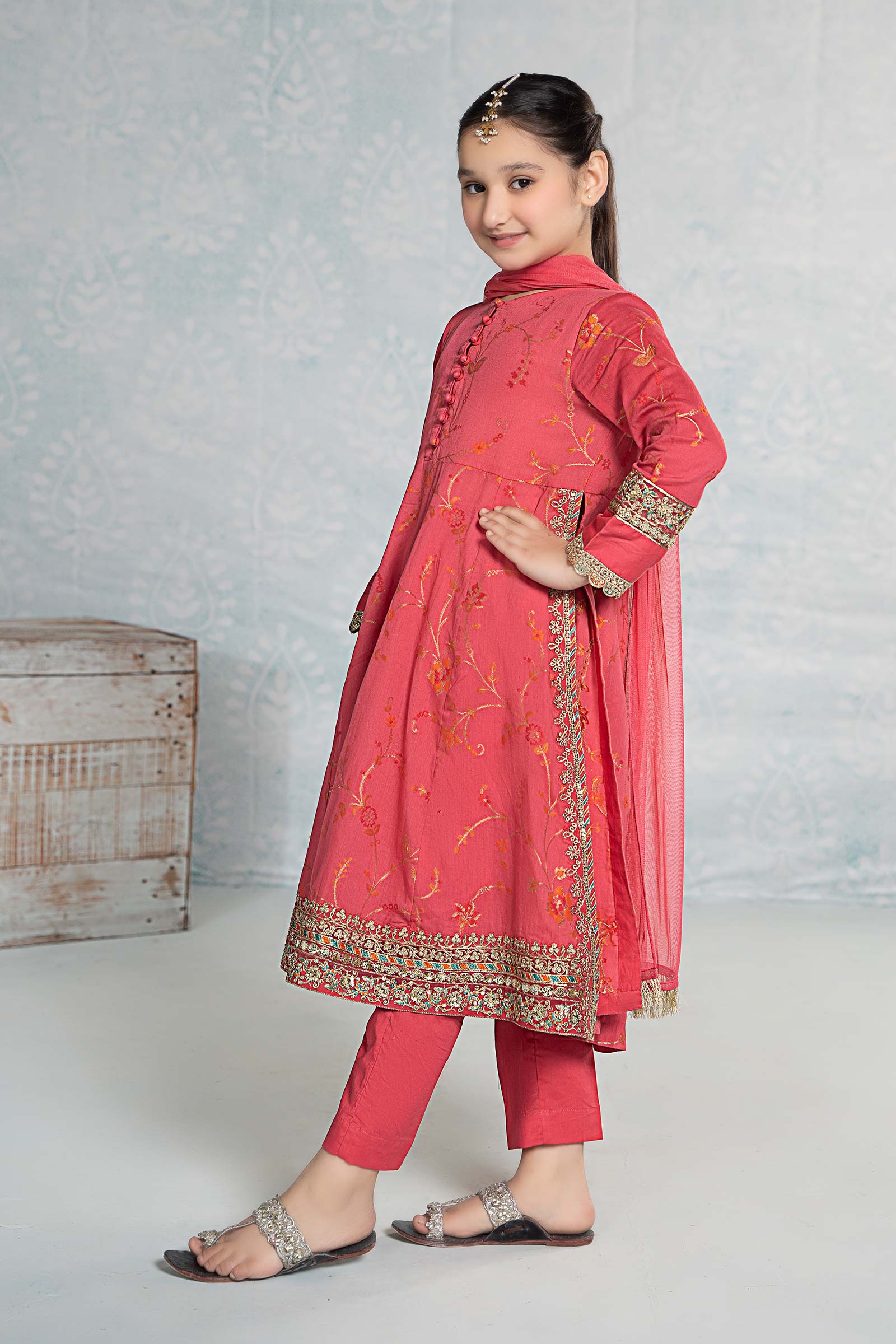 Maria B | 3 Piece Embroidered Jacquard Broshiasuit | MKD-EF24-23 - House Of Hania