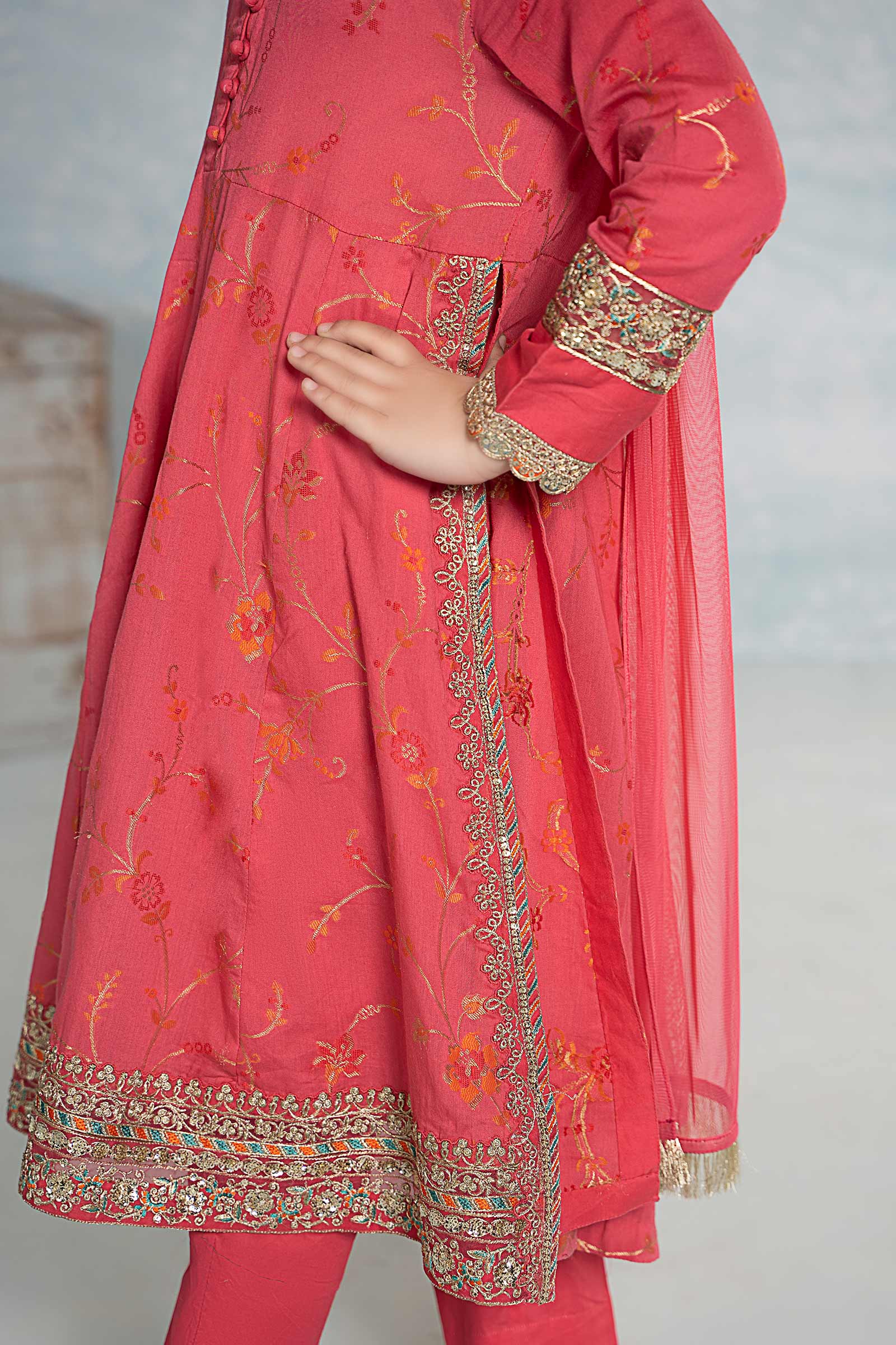 Maria B | 3 Piece Embroidered Jacquard Broshiasuit | MKD-EF24-23 - House Of Hania